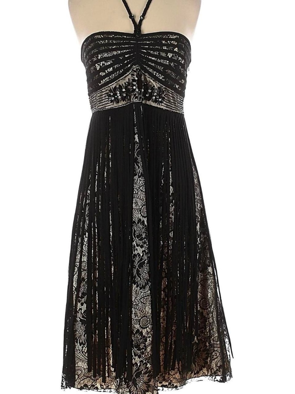 Strapless Black Lace Fringe Cocktail Dress